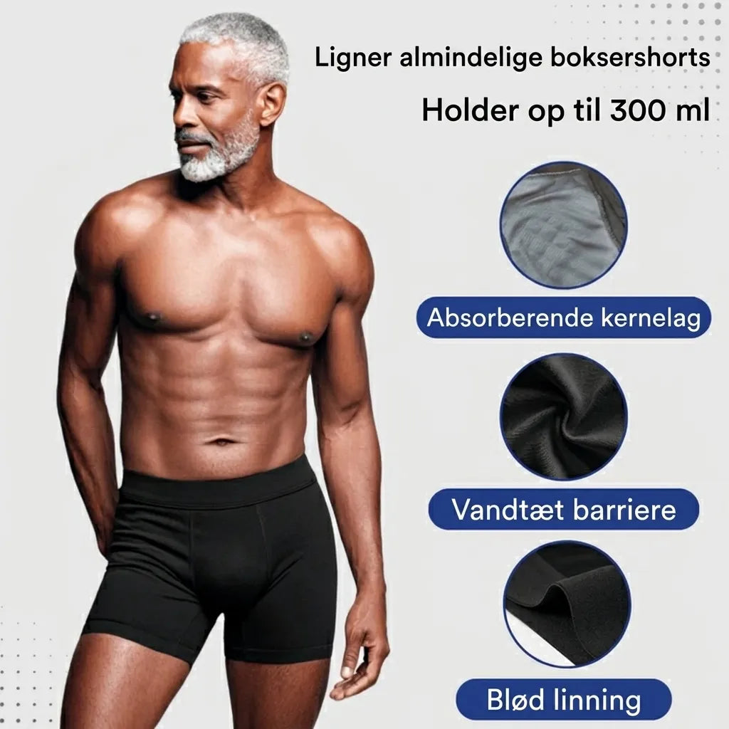 Ultraabsorberende inkontinens-boksershorts til mænd