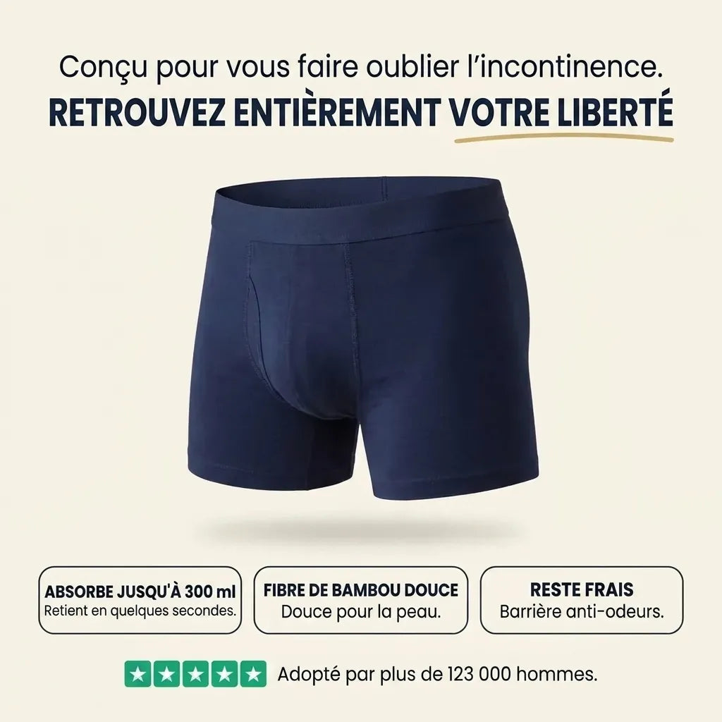 Boxers d’incontinence ultra-absorbants pour hommes
