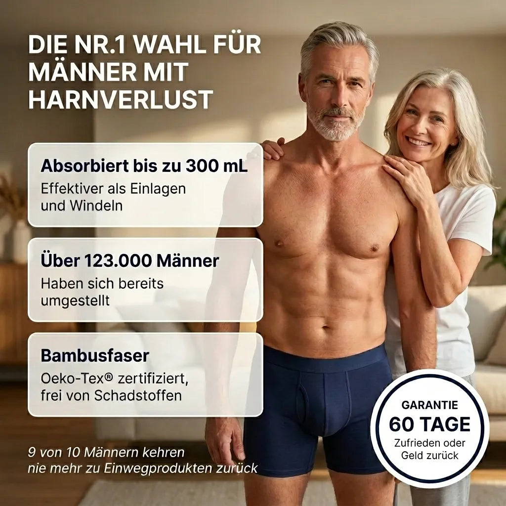 Ultraabsorbierende Inkontinenz-Boxershorts für Männer