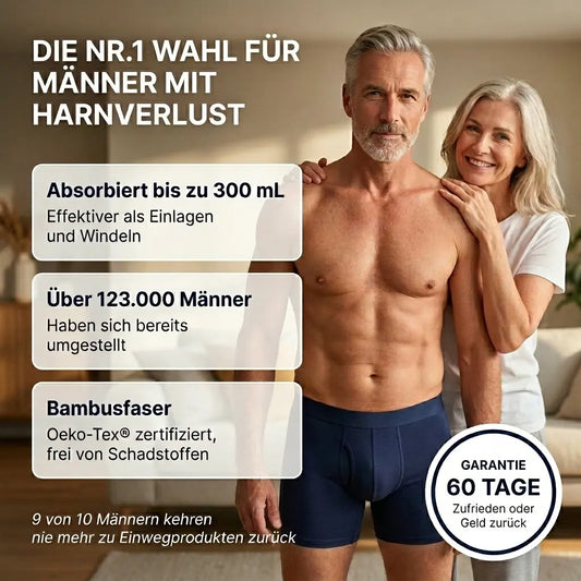 Ultraabsorbierende Inkontinenz-Boxershorts für Männer